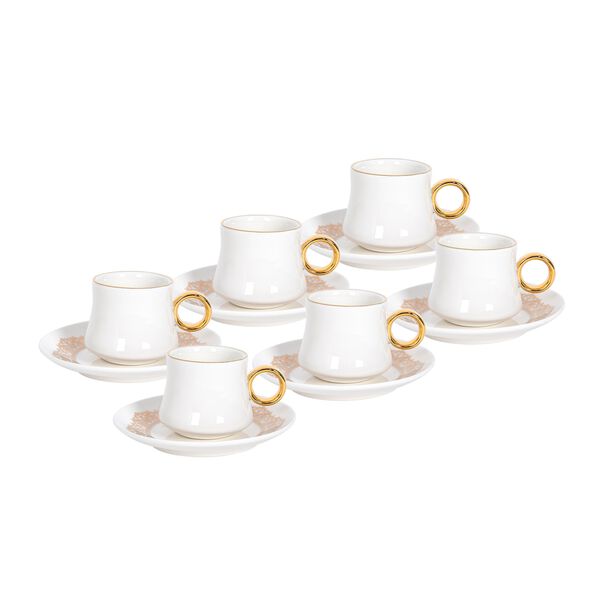 Lamesa 12 Pieces Porcelain Turkish Coffee White Gold image number 0