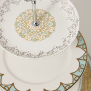 La Mesa 3 Tiers Porcelain Dessert Serving Fairouz New Bone Gold