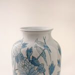 Homez blue and white ceramic vase 22*22*30 cm image number 2