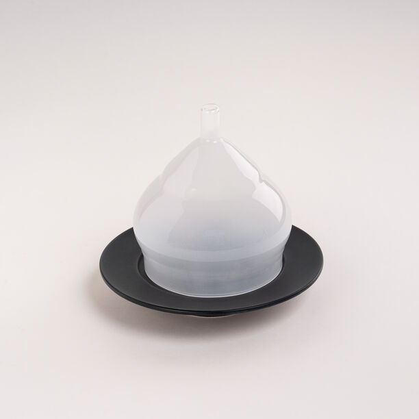 Dallaty white & black porcelain date bowl with lid 18*18*16 cm image number 1