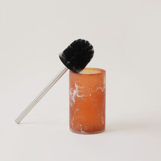 Homez clear polyresin toilet brush holder, brown9.6*9.6*42cm