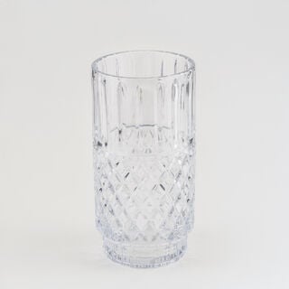 هومز فازة زجاج فضي بنقشة ماسية 14*14*27.6 سم