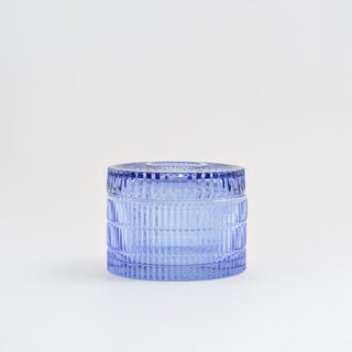 Homez Glass Ribbed Tissue Box 16*16*11Cm, Blue