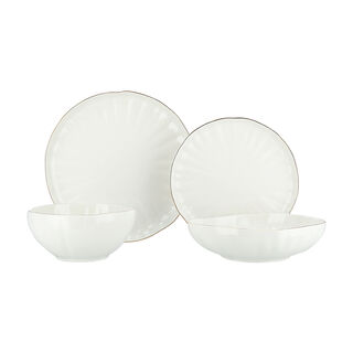 La Mesa White/gold porcelain 16pcs dinner set