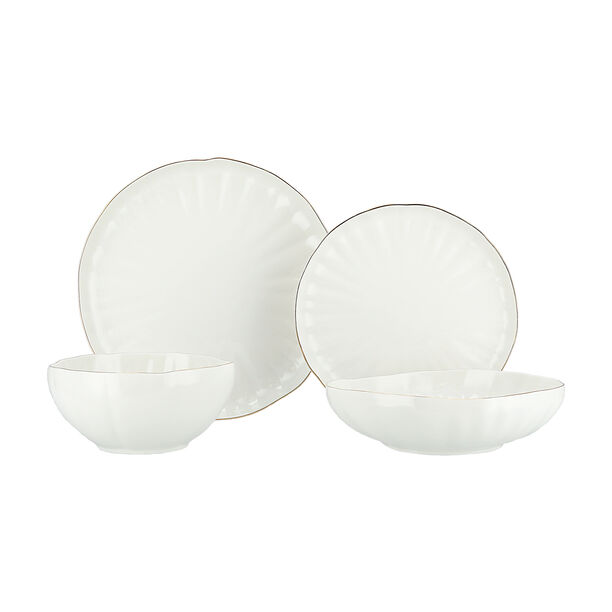 La Mesa White/gold porcelain 16pcs dinner set image number 0