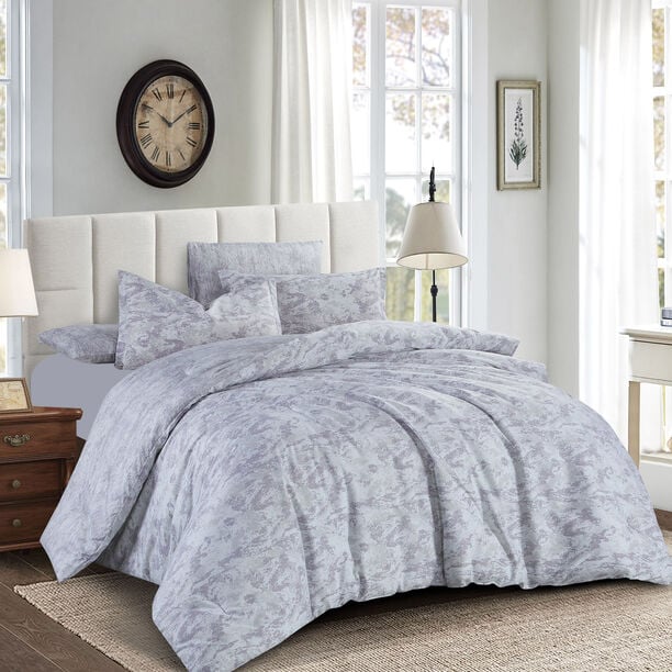 Cottage Microfiber King Comforter 6 Pcs Set, Grey, 230*250Cm image number 0