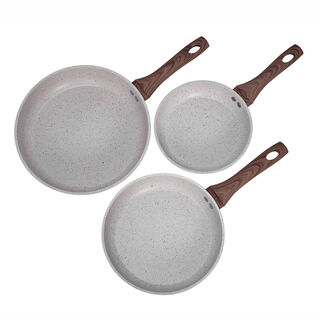 Alberto Forged Aluminum Frypan Set 3 Pieces Cream