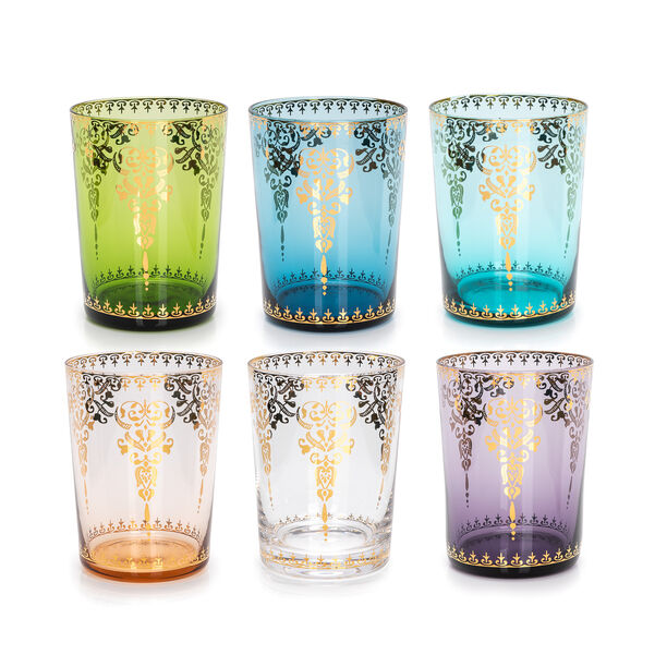 Glass Tumbler With Gold Decal Set Of 6 image number 1