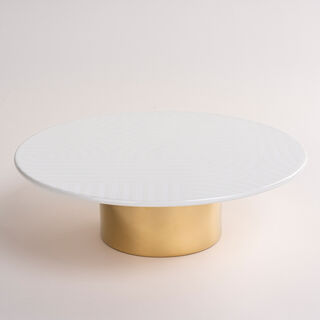 La Mesa white porcelain cake stand with gold base