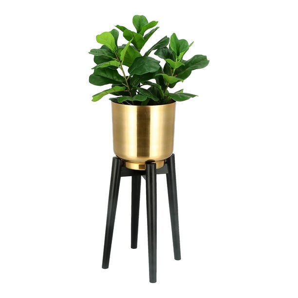 Planter Gold With Wood Stand Gold image number 1