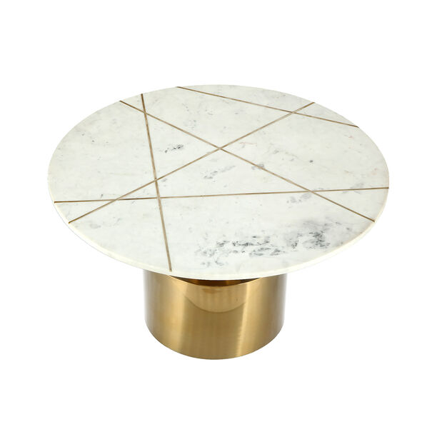 White Round Marble Center Table With Steel 77*77*43 Cm image number 2