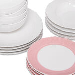 16 Pcs Dinner Set Lacy Pink & White image number 1