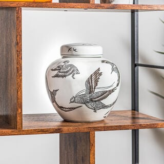 Decorative Jar White And Bird Pattern 23 *23 * 23 cm