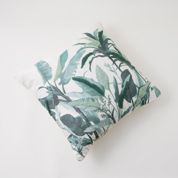 Boutique Blanche banana leaf embroidered cushion 50*50cm, green image number 2