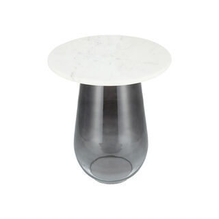 Side Table Marble Top Glass Base 48 * 55 cm