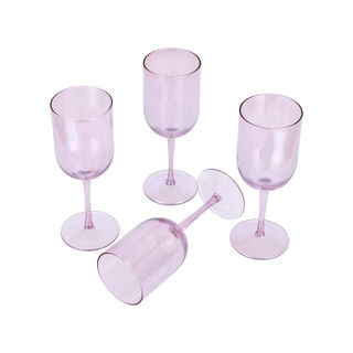 Set Of 4 Clear Juice Glass With Pink