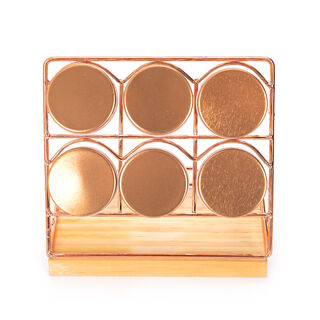Alberto 6 Pieces Glass Spice Jars With Copper Clip Lid And Metal Stand