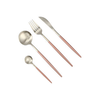 16 Pcs Modern Cutlery Set Silver And Pink Handle