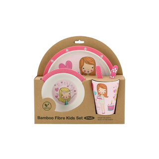 Alberto 5 pieces fiber bamboo kids dinner set happy birthday design