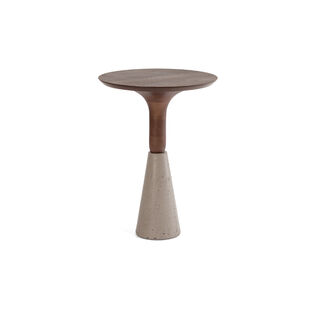 Homez lui side table with concrete base, walnut 40*40*50 cm