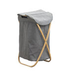 Laundry X Frame Basket Bamboo With Cover    46X36X70Cm Grey image number 0