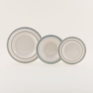 لا ميسا طقم سفرة رسمي 47 قطعة بورسلين، أبيض و أزرق