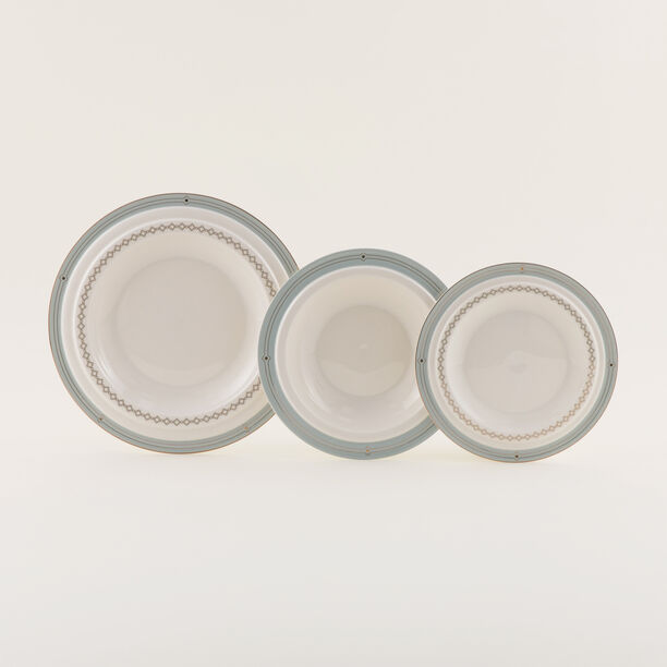 La Mesa 47 Pcs Porcelain Formal Dining Set, White And Blue image number 4