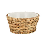 Porcelain Round Salad Bowl With Rattan Basket image number 0