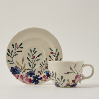 Off white stoneware English tea cups set 11 pcs