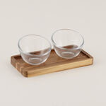 Dallaty 2Pcs Nuts Bowl Set Glass Clear With Wood Base image number 0