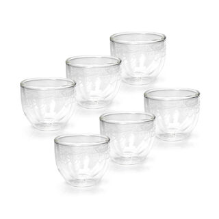 6 Pieces Double Wall Cawa Borosilicate Glass Cup Serves 6 Persons Plain Calligraphy Matte