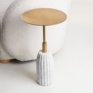 Homez Marble Side Table, Beige 31*53 Cm