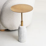 Homez Marble Side Table, Beige 31*53 Cm image number 3