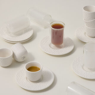 Dallaty white porcelain and glass Tea and coffee cups set 18 pcs