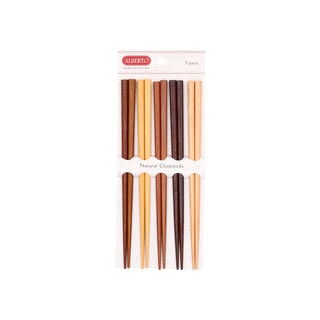 Alberto 10 Pieces Bamboo Chopsticks Set Assorted Brown Colors