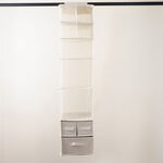 Homez polyester clothes organizer hanging organizer with 7 tiers and 3 drawers, beige 32*62*32 image number 0