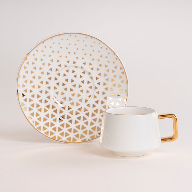 Dallaty white and gold porcelain Turkish coffee cups set 12 pcs image number 0