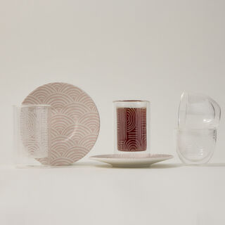 Dallaty white porcelain and glass Tea and coffee cups set 18 pcs