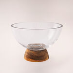 La Mesa dia 26.5cm glass bowl with acacia wood base image number 0