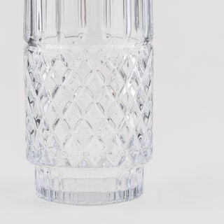 هومز فازة زجاج فضي بنقشة ماسية 14*14*27.6 سم