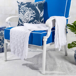 100% COTTON KNITTED THROW WHITE 130*170 CM