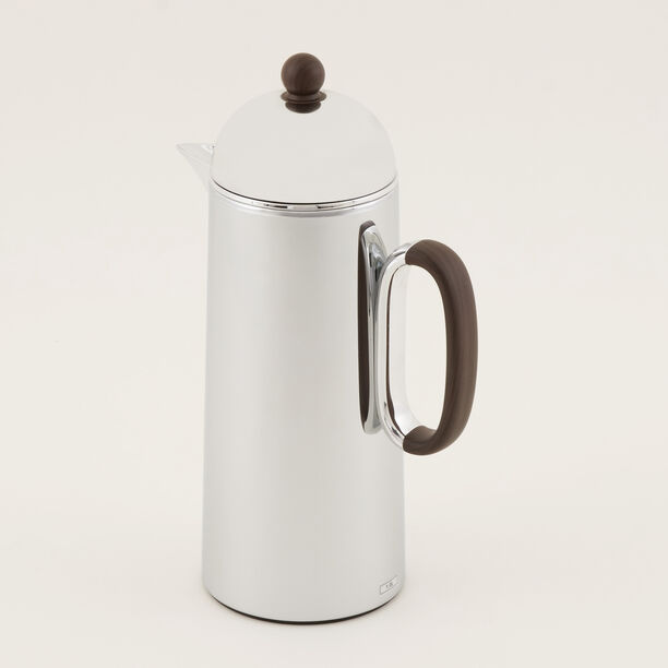 دلتي طقم دلة قطعتين ستانلس ستيل فضي لامع مع خشب بسعة 1 لتر لكل قطعة image number 1