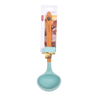 Alberto Silicone Soup Ladle With Wooden Handle Blue Color