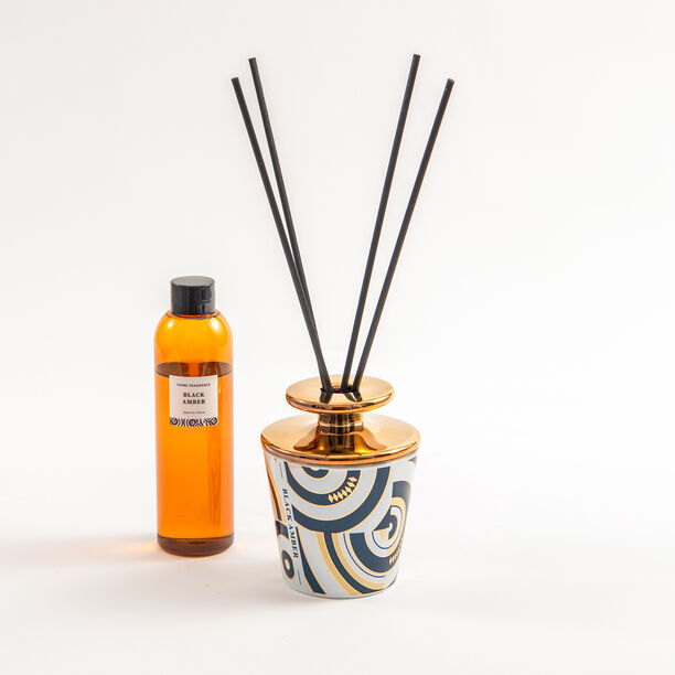 Black amber diffuser with fiber sticks 200 ml image number 0