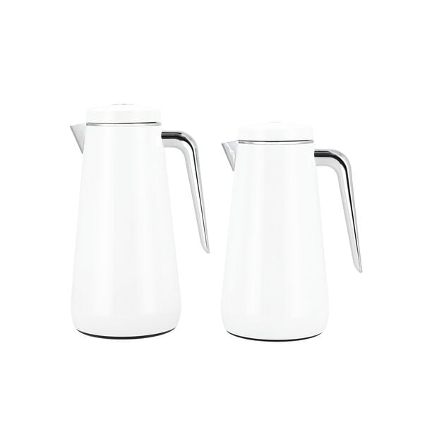 Dallaty set of 2 steel vacuum flask white/chrome 1.0L and 1..3L image number 0