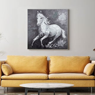 Horse Oil Painting Print With Handpainted