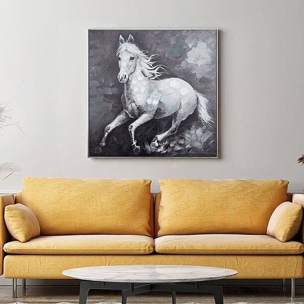 Horse Oil Painting Print With Handpainted image number 0