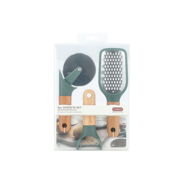 3 Pcs Gadget Set (Pizza Wheel, Y Peeler, Grater) image number 0