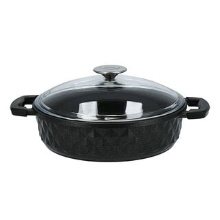 7 Piece Alberto Granite Cookware Set Black With Glass Cover