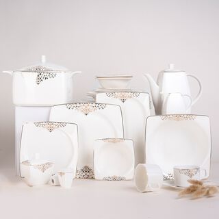 La Mesa gold bone porcelain dinner set 85 pcs